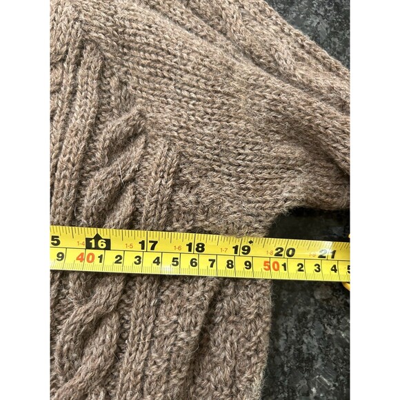 Highland Home Industries Small Pure New Wool Brown Cable Knit Cardigan Sweater - Picture 8 of 8